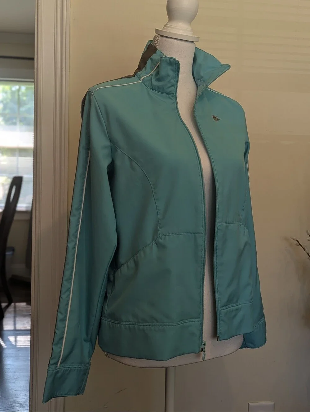 Nike Vintage Retro Aqua Track Jacket Gray Stripe Size S